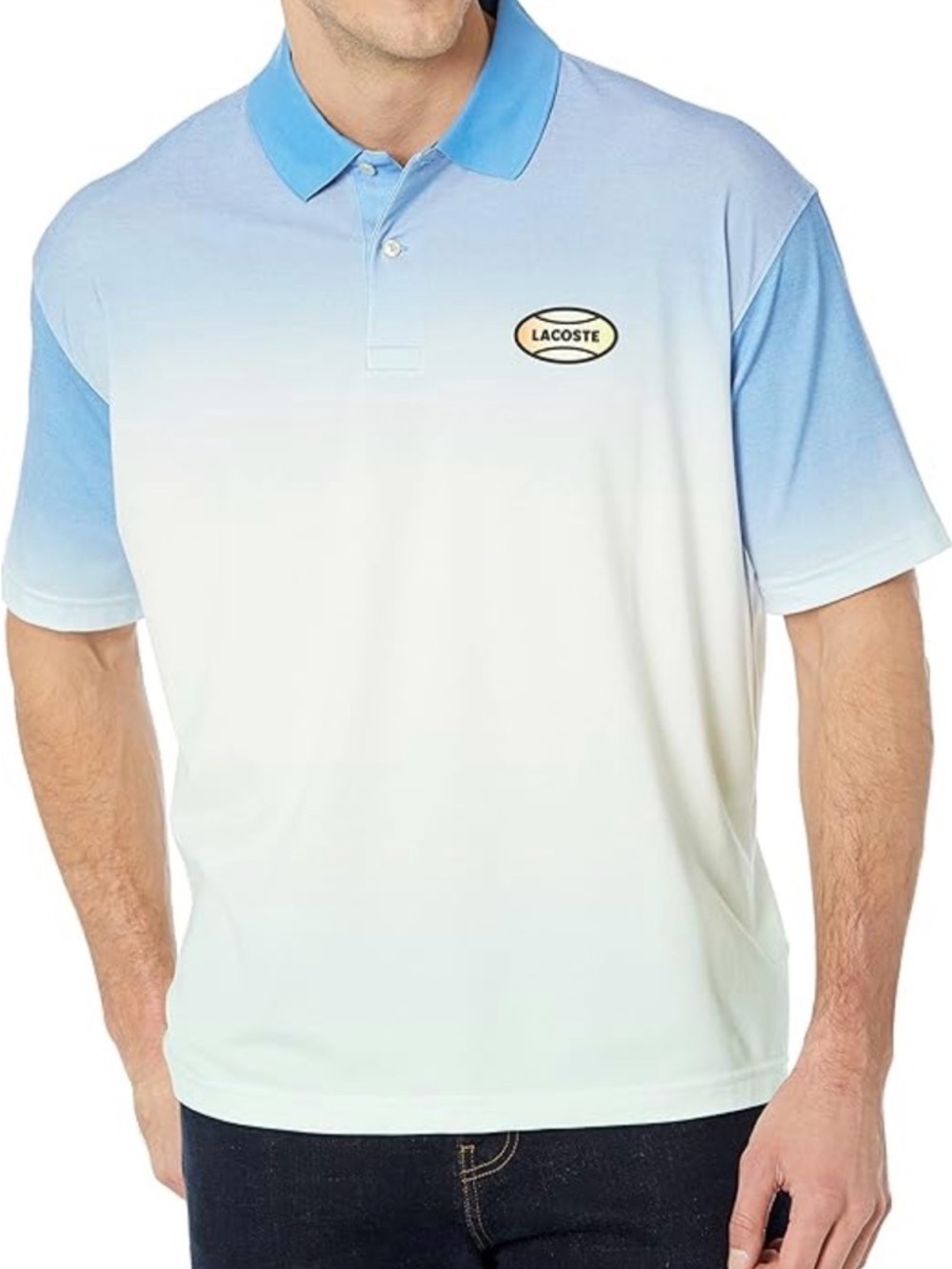 Lacoste L!ve Men’s Gradient Polo with Oval Logo sz XS